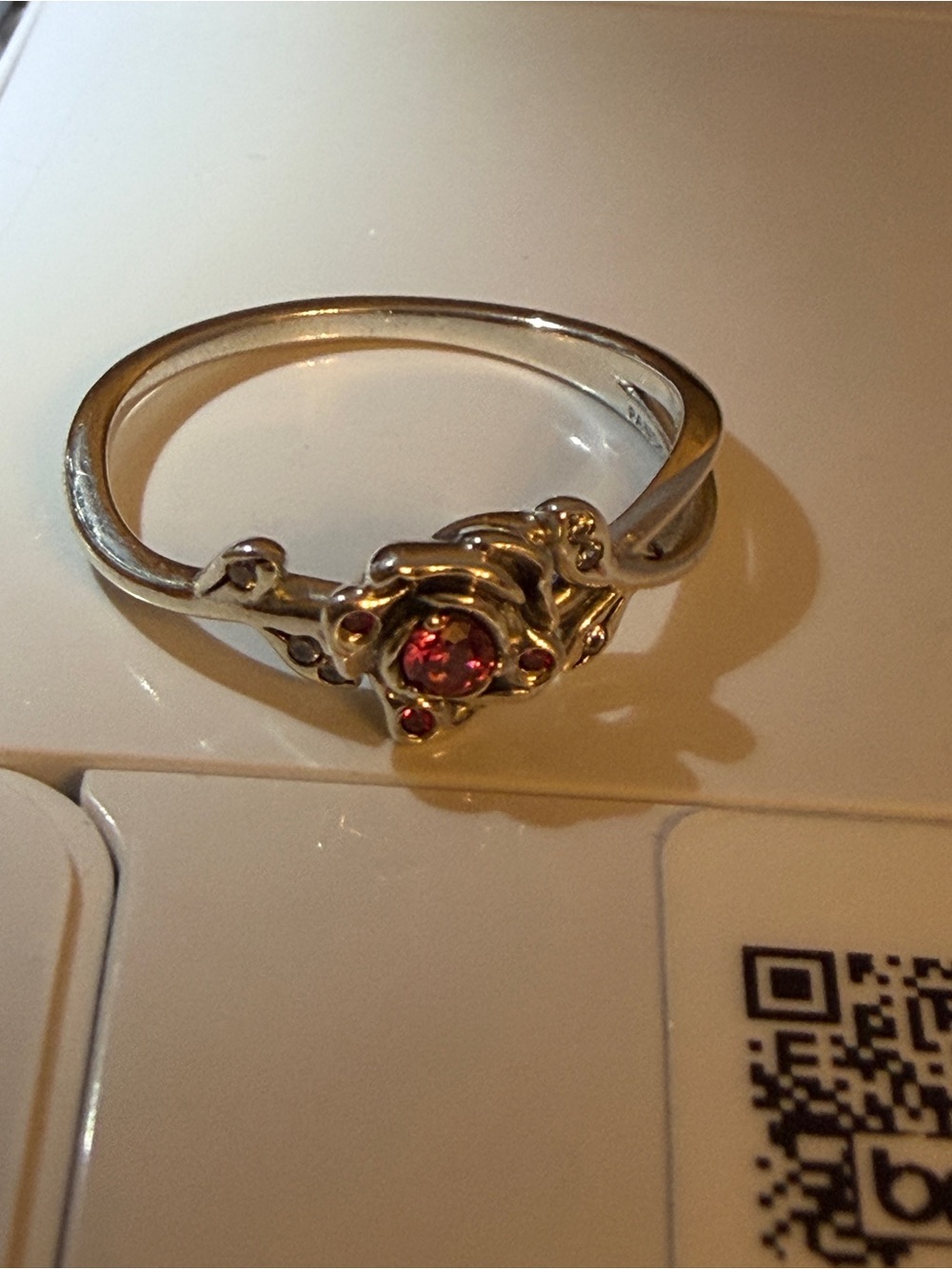 Pandora beauty and the beast Sterling Silver Floral Ring with Pink Stones size 8